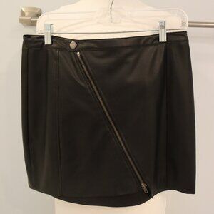 Jack brand Black Faux Leather Zipper Snap Moto Mini Lined Skirt sz L
